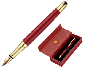 Stylo-plume belius soiree aluminium details et attributs or encre bleue coloris bordeaux dans coffret cadeau — Non classé