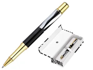 Roller belius b&w aluminium attributs or encre noire      coloris blanc zebrures noires dans coffret cadeau — Non classé