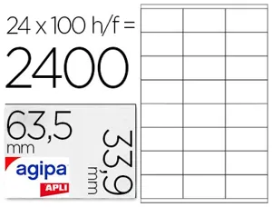 Étiquette adhésive apli agipa jet d'encre 63.5x33.9mm formats paramétrés boîte 2400 unités — Non classé