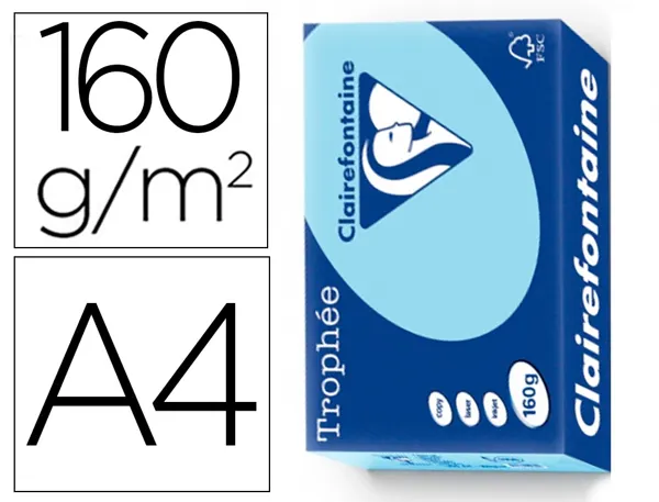 Papier clairefontaine multifonction laser couleur   trophe a4 160g/m2 bleu vif    parfaite opacite paquet 500 — Non classé