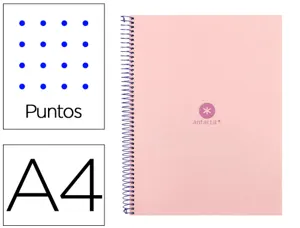 Cahier spirale antartik a4 80p 90g couverture cartonee   reglure dot 4 trous coloris   rose pastel — Non classé