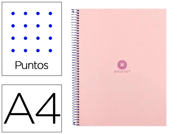 Cahier spirale antartik a4 80p 90g couverture cartonee   reglure dot 4 trous coloris   rose pastel — Non classé