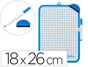 Ardoise scolaire liderpapel 18x26cm double face unie et   quadrillee avec feutre et     effacette magnetique coloris — Non…