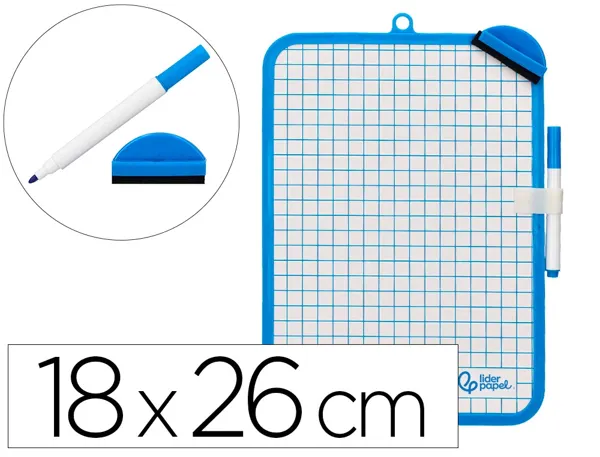 Ardoise scolaire liderpapel 18x26cm double face unie et   quadrillee avec feutre et     effacette magnetique coloris — Non…