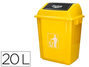 Poubelle q-connect plastique couvercle basculant ouverture facile 2 poignees 20l         340x240x450mm coloris jaune — Non…