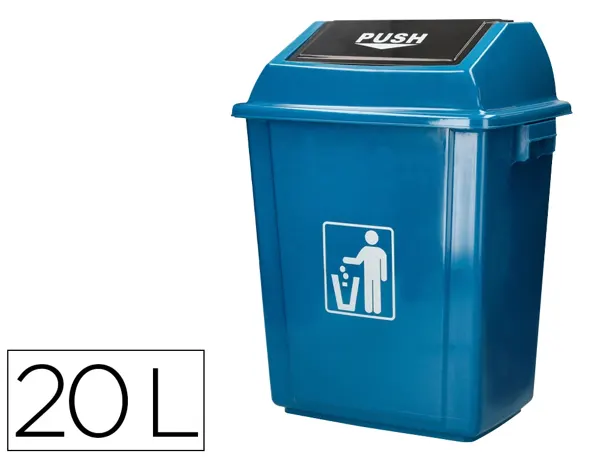 Poubelle q-connect plastique couvercle basculant ouverture facile 2 poignees 20l         340x240x450mm coloris bleu — Non…