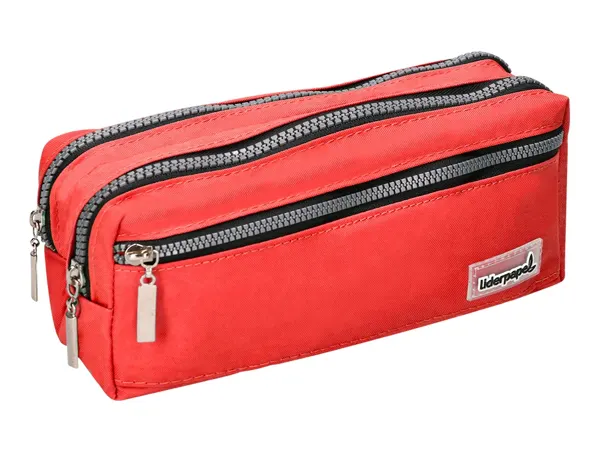 Trousse scolaire liderpapel large rectangulaire 3         compartiments 210x80x85mm     coloris rouge — Non classé