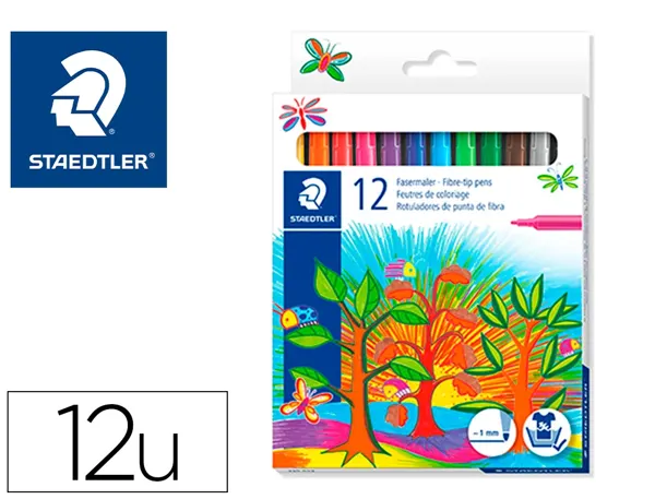 Stylo feutre staedtler 325 pointe moyenne 1mm pack de 12 couleurs assorties — Non classé