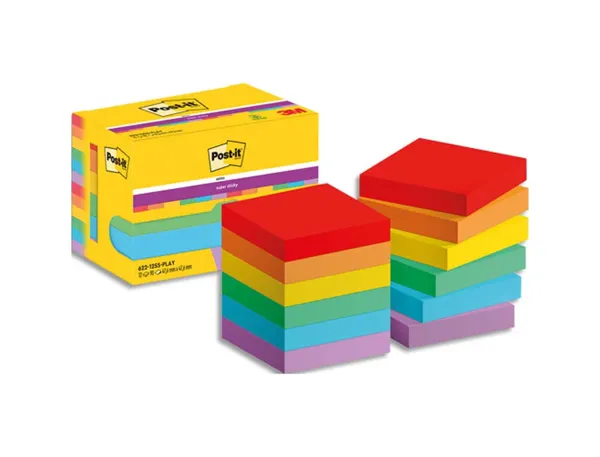 Bloc notes post-it super sticky collection playful     47,6 x 47,6mm  12 blocs 90    feuilles — Non classé