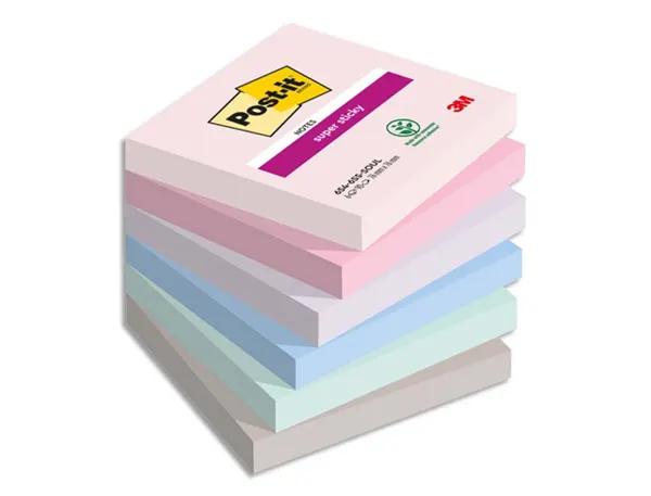 Paquet de 6 blocs notes super sticky post-it 90 feuilles 76 x 76 mm collection soulful — Fournitures