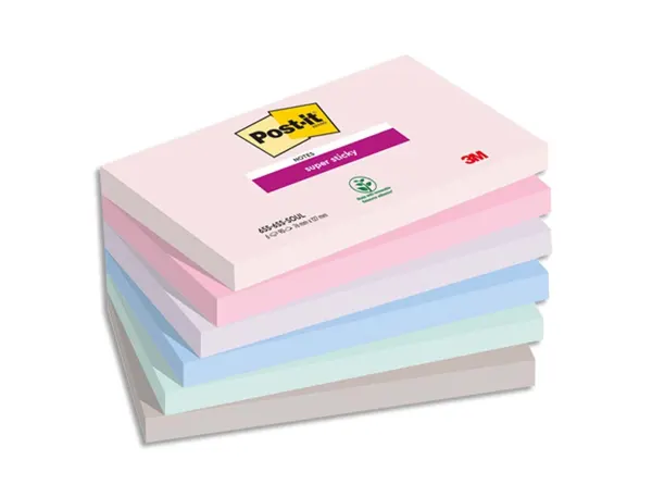 Paquet de 6 blocs notes super sticky post-it 90 feuilles 76 x 127 mm collection soulful — Fournitures