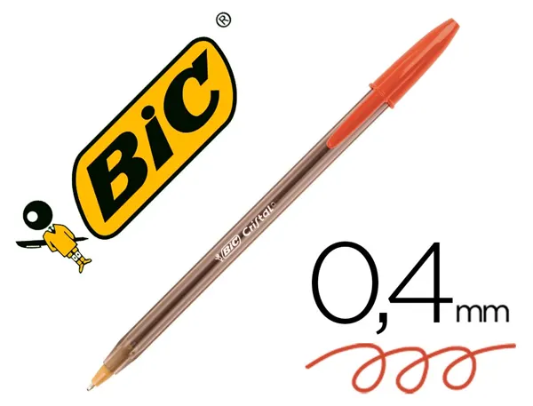 Stylo-bille bic cristal écriture moyenne 0.5mm encre classique bille indéformable capuchon couleur encre rouge — Non classé