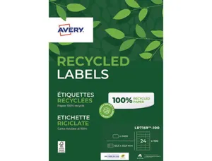 Etiquette autocollante avery adresse recyclee laser blanc  63,5 x 33,9 mm boite de 2400 — Non classé