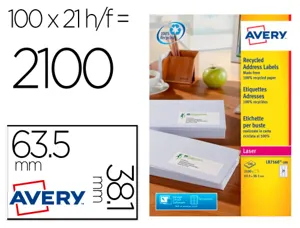 Etiquette autocollante avery adresse recyclee laser blanc  63,5 x 38,1 mm boite de 2100 — Non classé