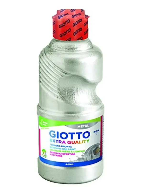 Gouache liquide giotto tous supports sechage rapide       coloris argent metallise      flacon 250ml — Non classé
