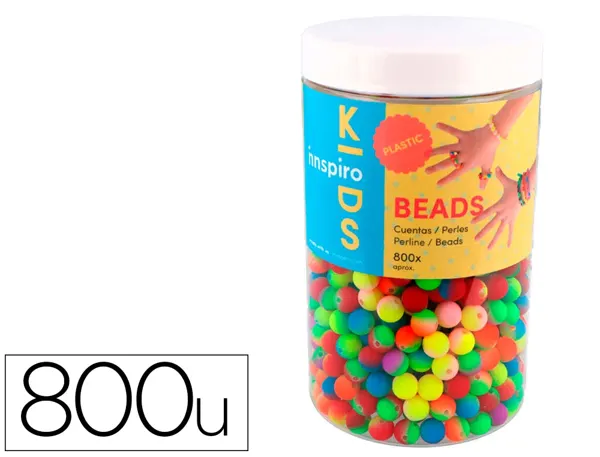 Perle en plastique rondes multicolore fluor             diametre 8mm bocal de 800 un — Non classé