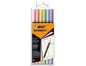 Stylo-feutre bic intensity dual tip mixte standard       pastel pack de 6 — Non classé