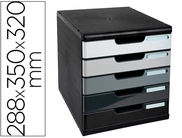 Module Exacompta 5 Tiroirs Certifies Ange Bleu Noir Nuances De Gris Glossy — Aménagement d'espace