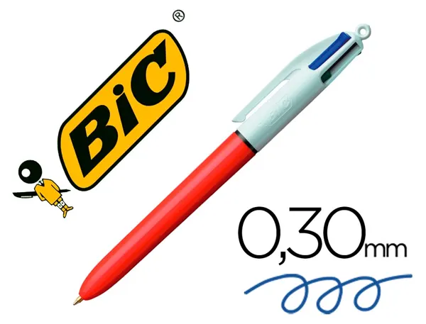 Stylo-bille bic 4 couleurs pointe fine encre classique   rétractable rechargeable 4    couleurs standard — Non classé