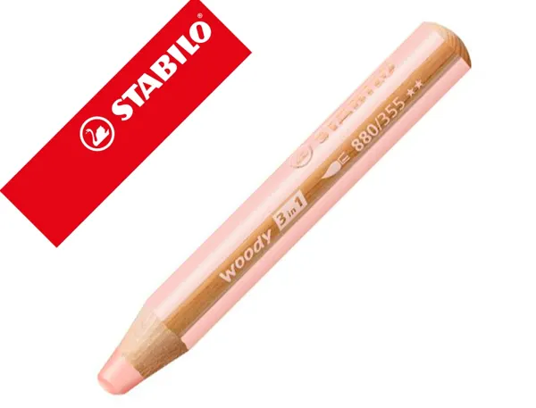 STABILO Crayon multi-talents woody 3 en 1, rond,rose abricot — Fournitures