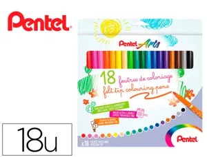 Boite de 18 feutres de coloriage pental encre ultra  lavable pointe moyenne 3,9mm — Non classé