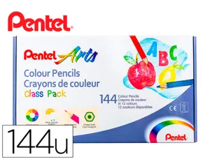Boite de 144 crayons de couleurs pentel corps         hexagonal en bois coloris     assortis — Non classé