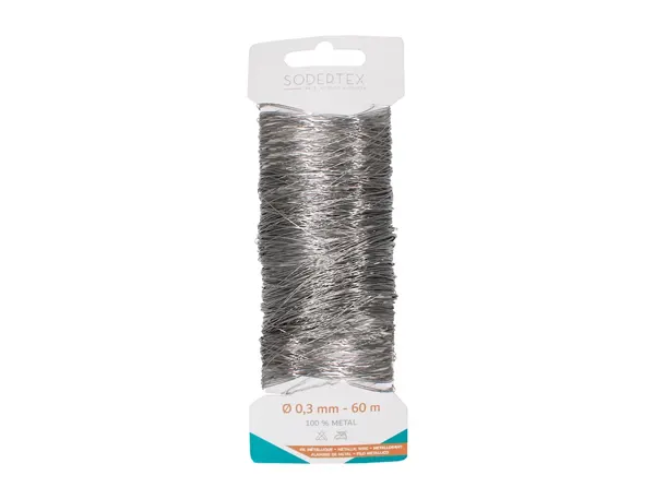Carte de fil sodertex m tal argent 60m - diam 0,3 mm - 1  pc - 1 coloris — Non classé
