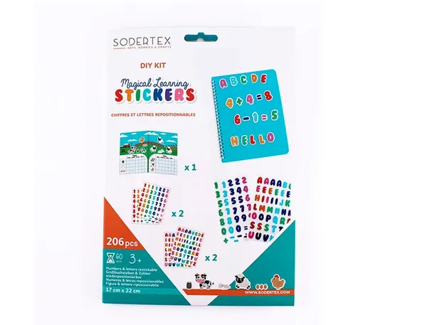 Pack de 206 lettres & chiffres magiques             repositionnables sode et      lavables 18 x 27,8 cm - 1 pc — Non classé