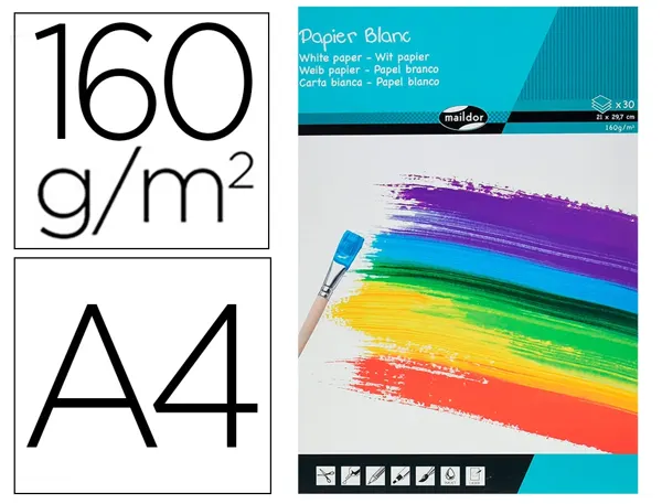 Bloc 1er prix feutres et peintures blanc 160g 30       feuilles a4 — Non classé