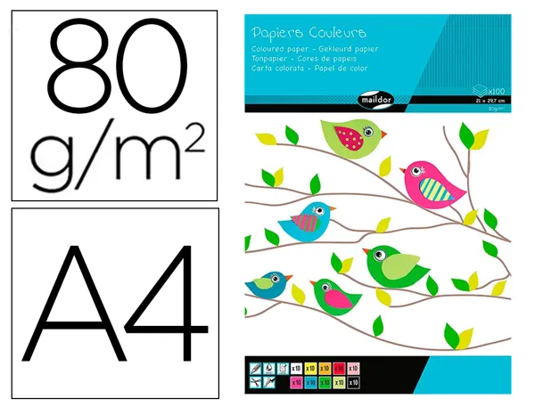 Bloc 1er prix 100 feuilles papier couleur 80g a4 assortis — Non classé