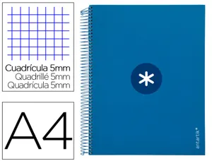 Cahier spirale antartik a4 240p 90g remborde 5x5mm       microperfore 5 bandes 4 trous coloris bleu marine — Non classé