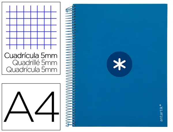 Cahier spirale antartik a4 240p 90g remborde 5x5mm       microperfore 5 bandes 4 trous coloris bleu marine — Non classé