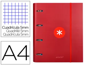 Classeur antartik 4 anneaux ronds 40mm a4 carton remborde feuillets mobiles q5x5 colorisframboise — Non classé