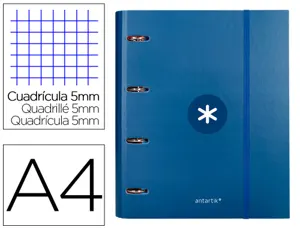 Classeur antartik 4 anneaux ronds 40mm a4 carton remborde feuillets mobiles q5x5 colorisbleu — Non classé