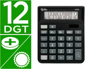 Calculatrice de bureau liderpapel xf26 12 chiffres   solaire et piles 127x105x24   mm coloris noir — Non classé