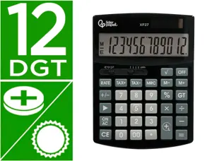 Calculatrice de bureau liderpapel xf27 12 chiffres   taxes solaire et piles        coloris noir 155x115x25 mm — Non classé