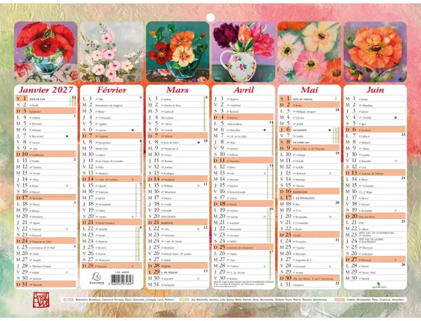 Calendrier exacompta semestriel sophie adde avec   illustrations 29,5x 22 cm — Non classé