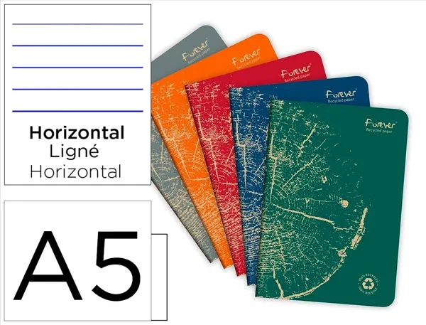 Cahier clairefontaine forever premium a5 90g recycle 96     pages ligne coloris assortis — Non classé