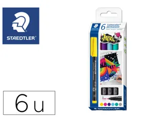 Marqueur staedtler permanent dry safe lumocolor  317       pointe moyenne 1mm coloris    assrotis etui de 6 feutres — Non…