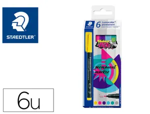 Marqueur staedtler permanent dry safe lumocolor  318       pointe fine 0,6mm coloris     assrotis etui de 6 feutres — Non…