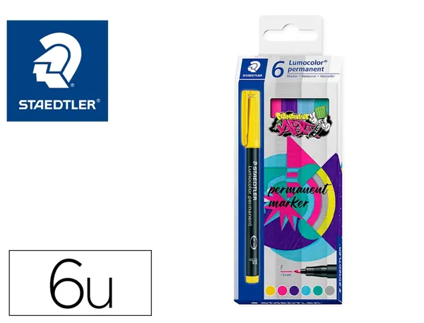 Marqueur staedtler permanent dry safe lumocolor  318       pointe fine 0,6mm coloris     assrotis etui de 6 feutres — Non…