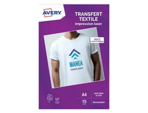 Transfert textile avery a4 laser paquet de 15 coloris    blanc ou clair — Non classé