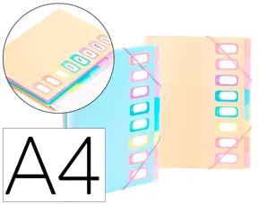 Trieur viquel rainbow pastel 8 compartiments polypropylene a4 25.5x32cm coloris assortis pastel — Non classé