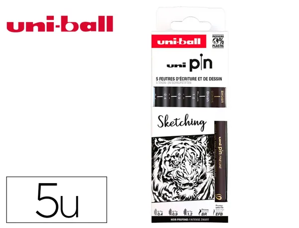 Pochette uni-ball 5 feutres pointe calibree 0.4 efbr500   coloris noir — Non classé