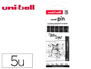 Pochette uni-ball 5 feutres pointe calibree 0.1 cs3200    coloris noir — Non classé