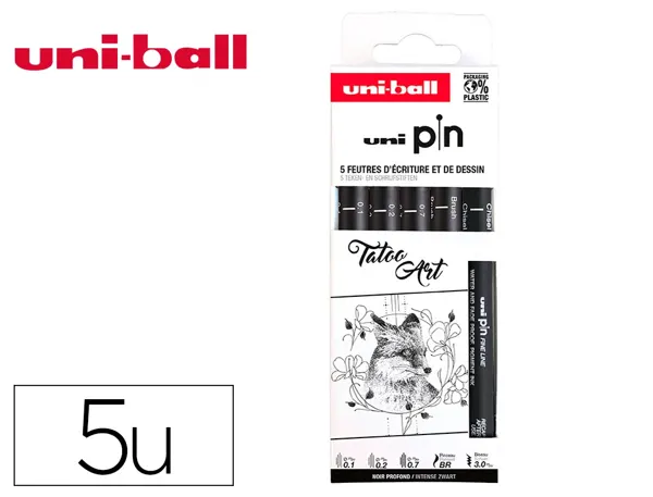 Pochette uni-ball 5 feutres pointe calibree 0.1 cs3200    coloris noir — Non classé