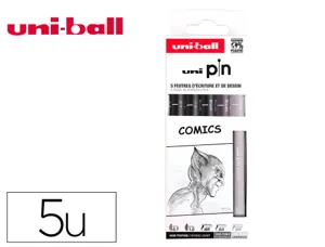 Pochette uni-ball 5 feutres pointe calibree 0.7 gc/gf/n   coloris noir — Non classé