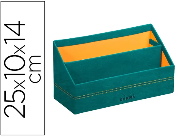 Porte-courrier rhodiarama 2 compartiments en simil cuir   paon velout  25x10x14cm — Non classé