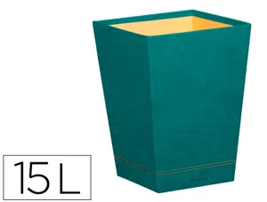 Corbeille   papiers rhodiarama  simil cuir paon   velout  15 l 27x27x32 cm — Non classé