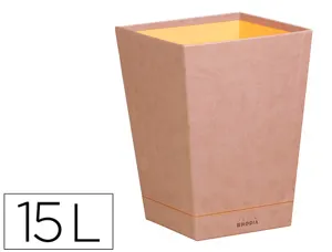 Corbeille   papiers rhodiarama  simil cuir taupe  velout  15l 27x27x32 cm — Non classé